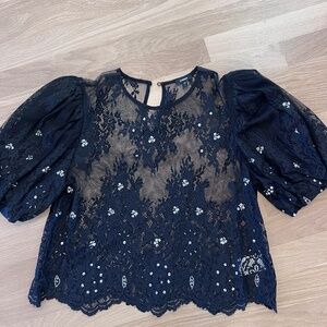 Worn Once! Perfect Condition, Size Small Express Women's Sheer Embellished Top